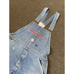 Vintage Pointer Brand Denim Overalls Blue Mens Size 42x30 Jean Distress Farm USA